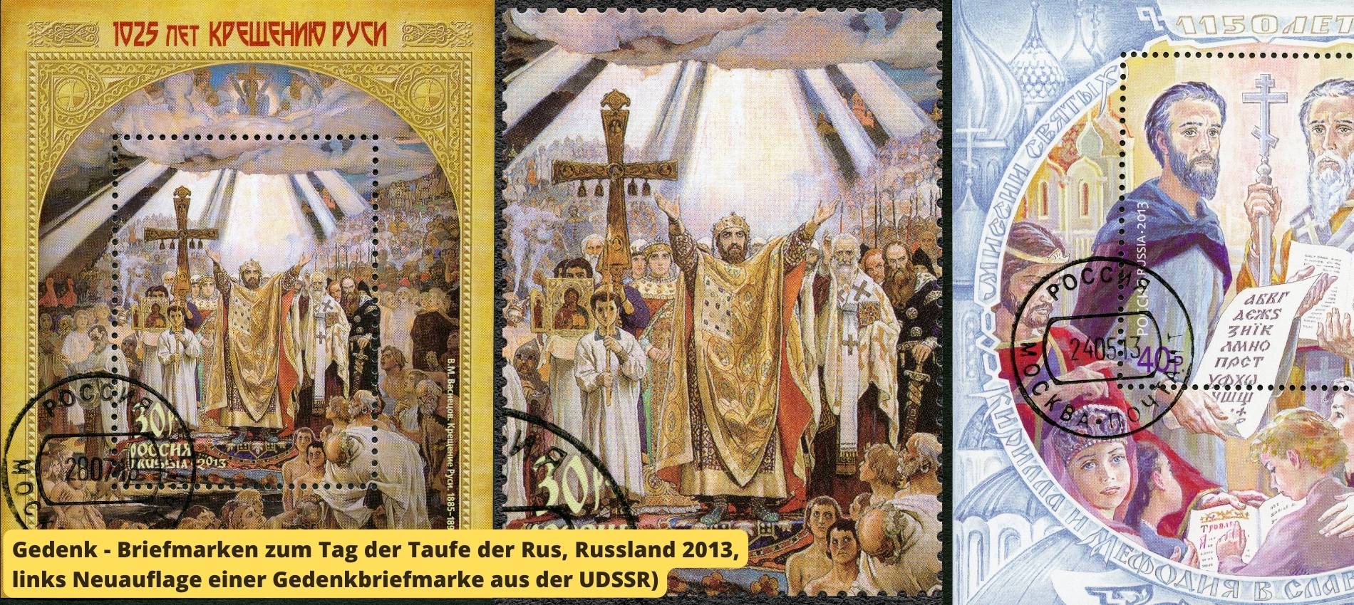 Russische Briefmarken zum Gedenken der Taufe der Kiewer Rus