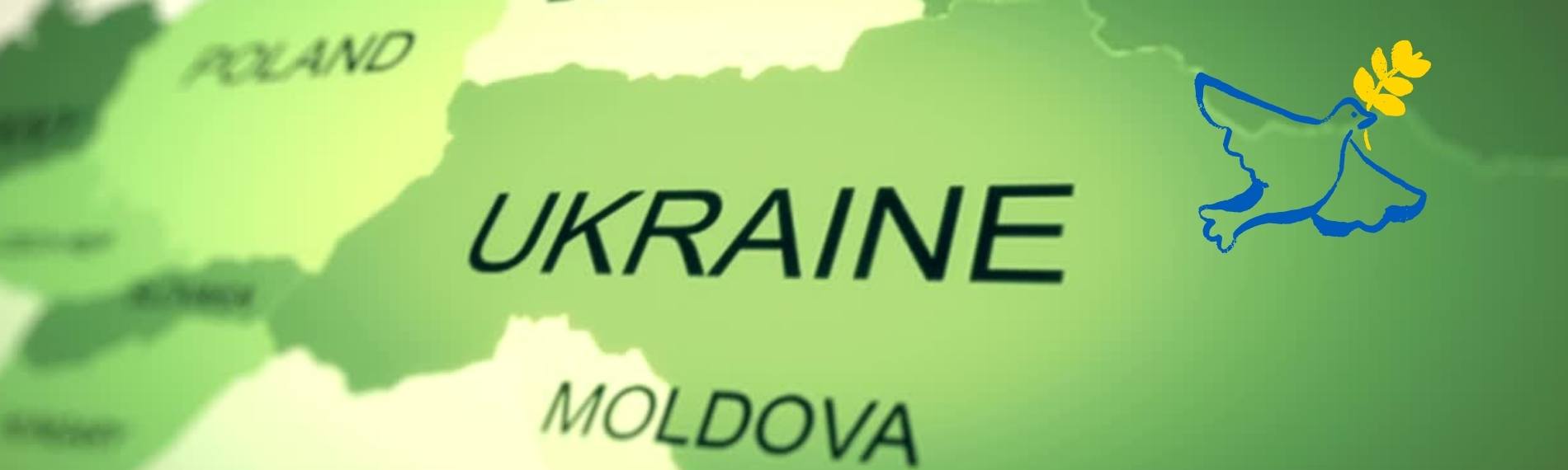 Landkarte Ukraine mit Friedenstaube